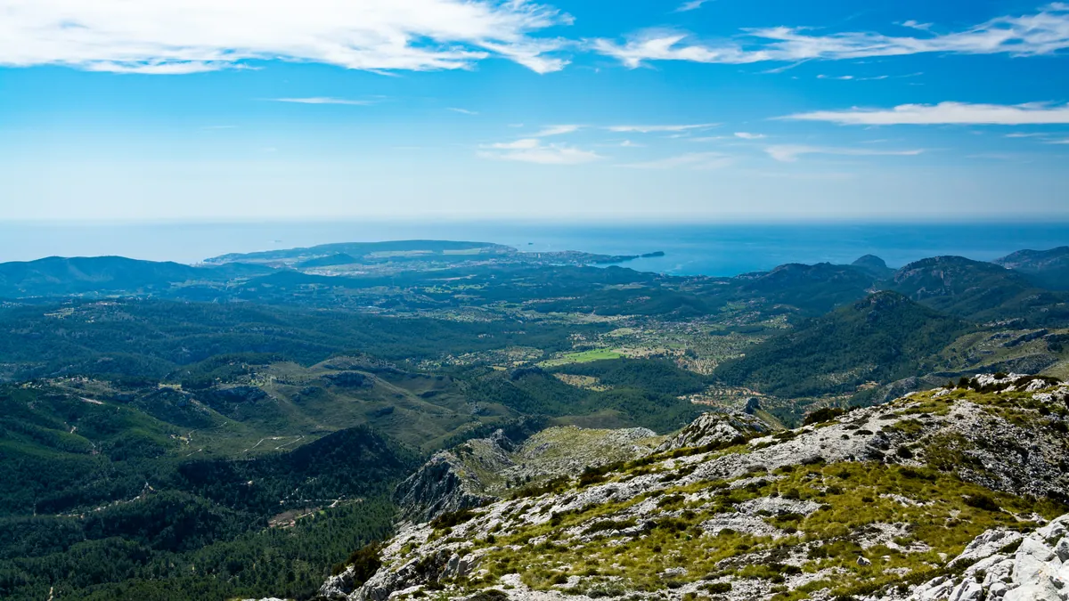 View from Puig de Galatzó toward Es Capdellà and Ensenada de Santa Ponça