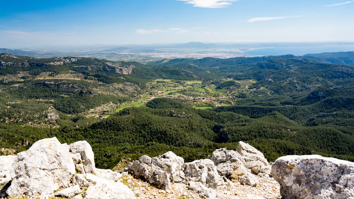 View from Puig de Galatzó toward Galilea and Palma de Mallorca