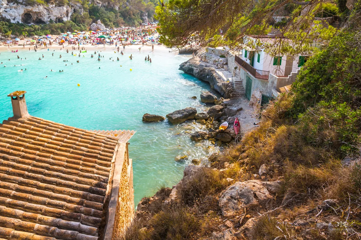 Beach houses and beach at Cala Llombards